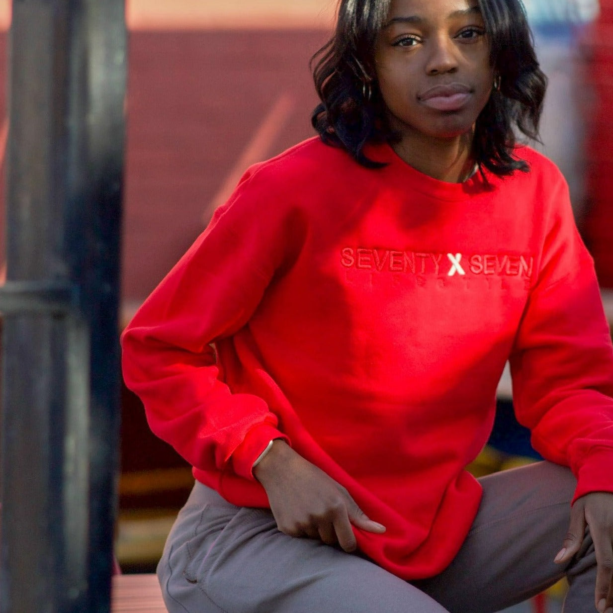 70x7 Bold Embroidered Crewneck Sweatshirt