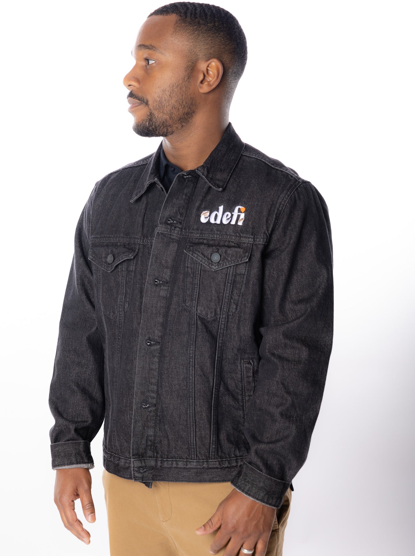 Keep Going Black Denim Jacket